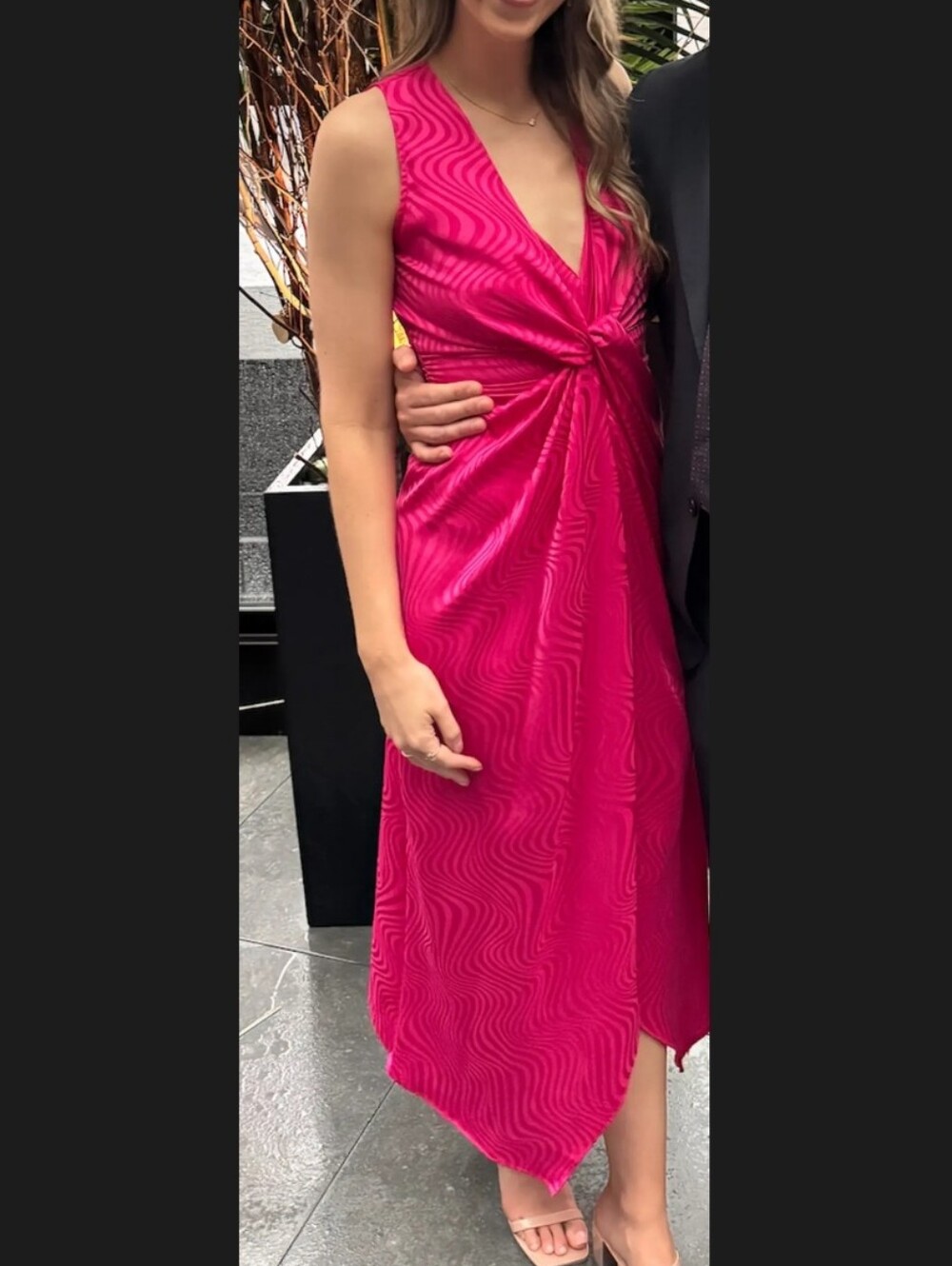 RONNY KOBO X RTR | $380 Satin Knotted Detail Midi Dress - Picture 8 of 13